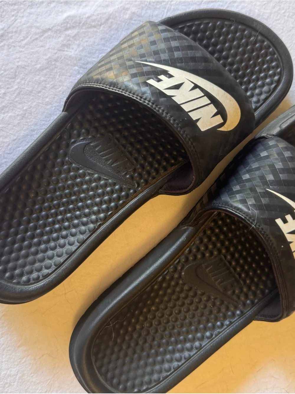 Nike Black Slide Sandals with White Logo